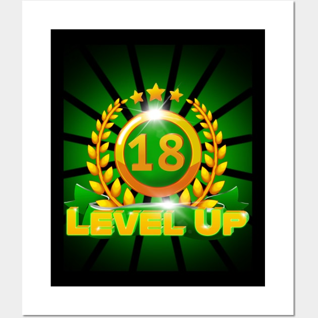 Level Up 18th Birthday Gift Wall Art by ScienceNStuffStudio